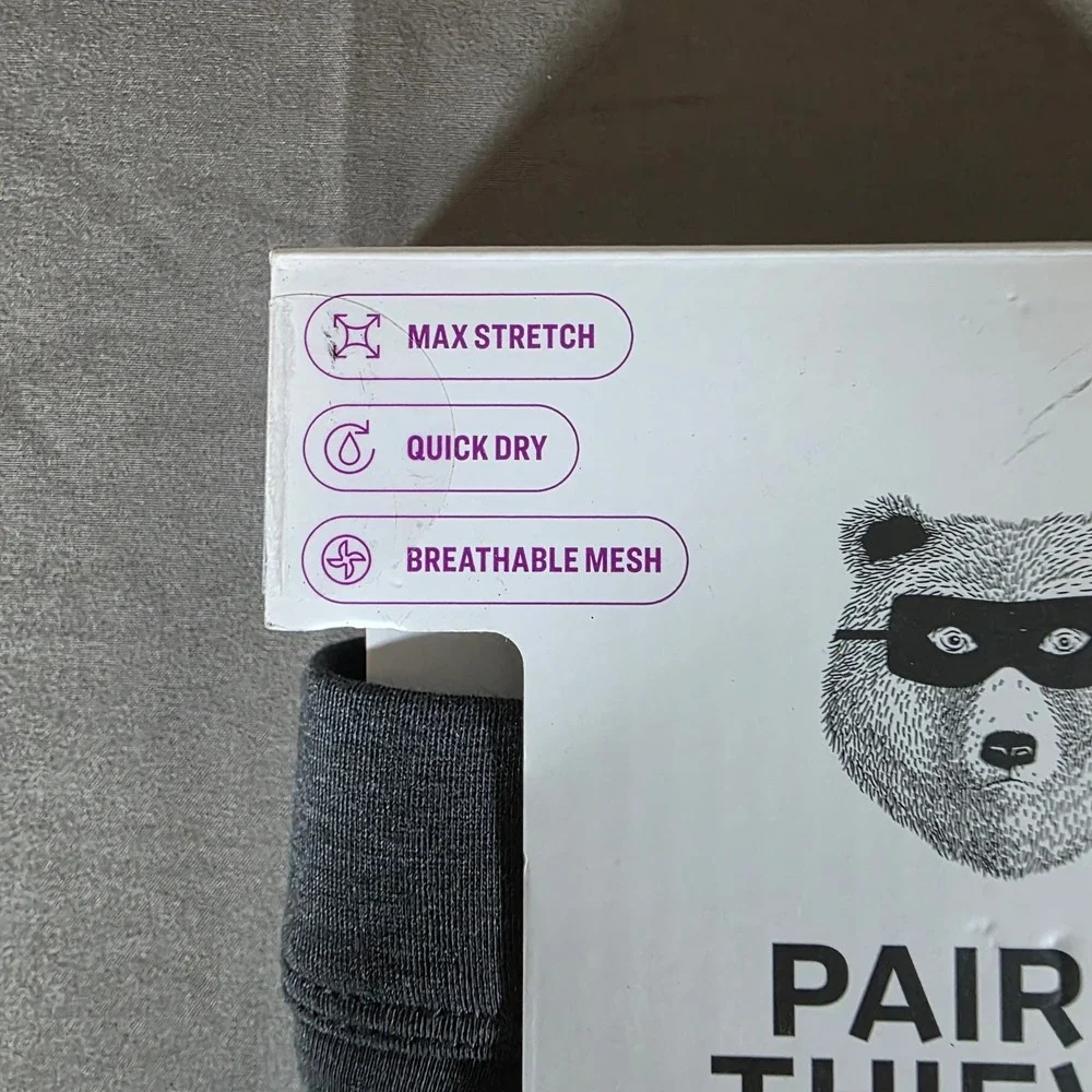 Pair of Thieves Men Quick Dry Boxer Briefs 3 Pack Grey Action Blend Cotton Large